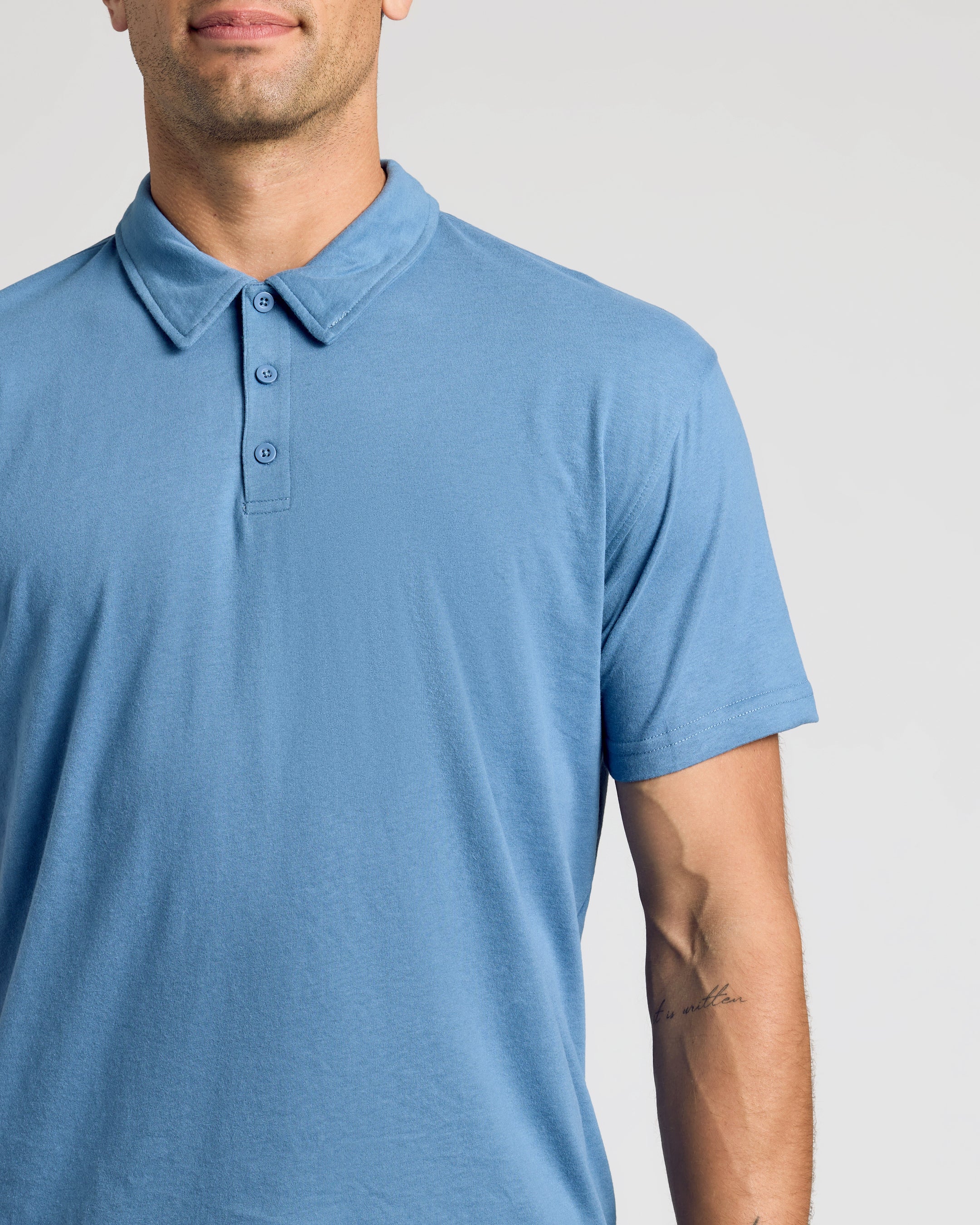 Indigo Short Sleeve Polo-VibeCloset