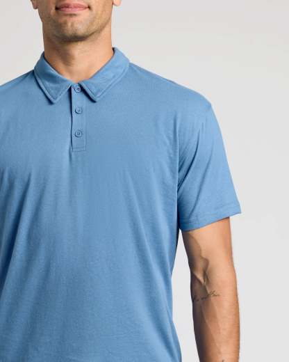 Indigo Short Sleeve Polo-VibeCloset
