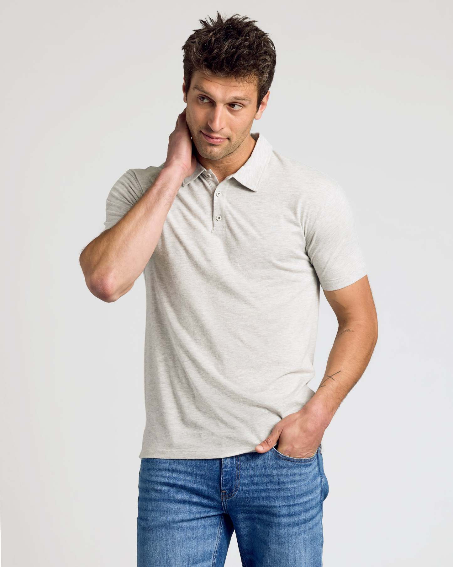 Light Heather Gray Short Sleeve Polo-VibeCloset