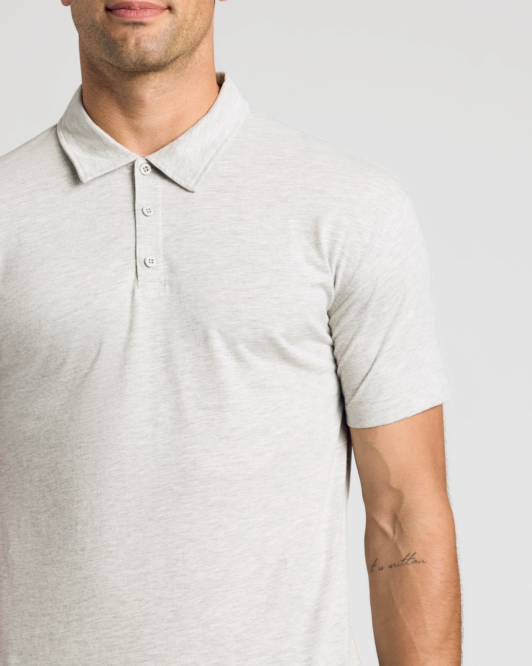 Light Heather Gray Short Sleeve Polo-VibeCloset