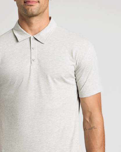 Light Heather Gray Short Sleeve Polo-VibeCloset