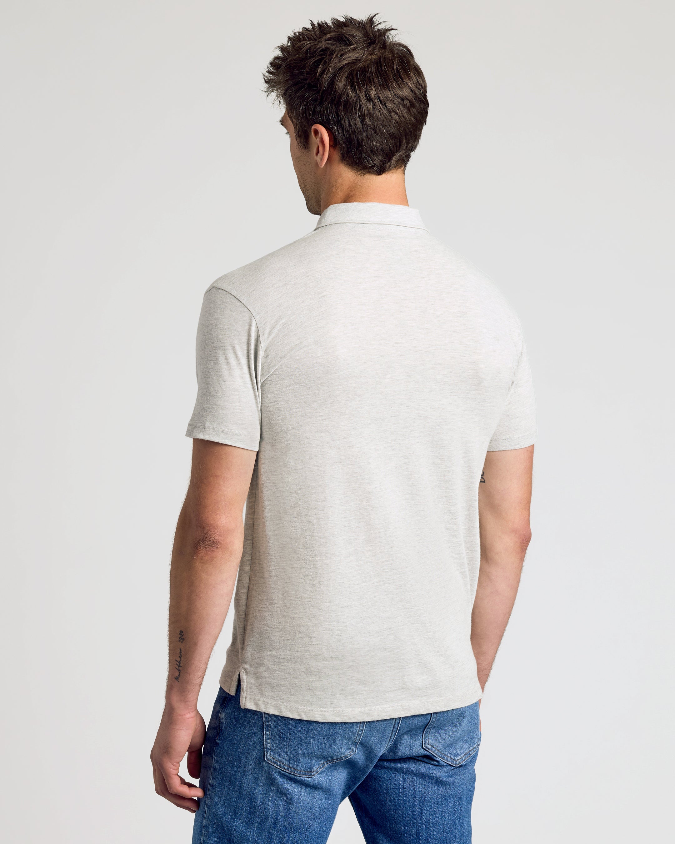 Light Heather Gray Short Sleeve Polo-VibeCloset