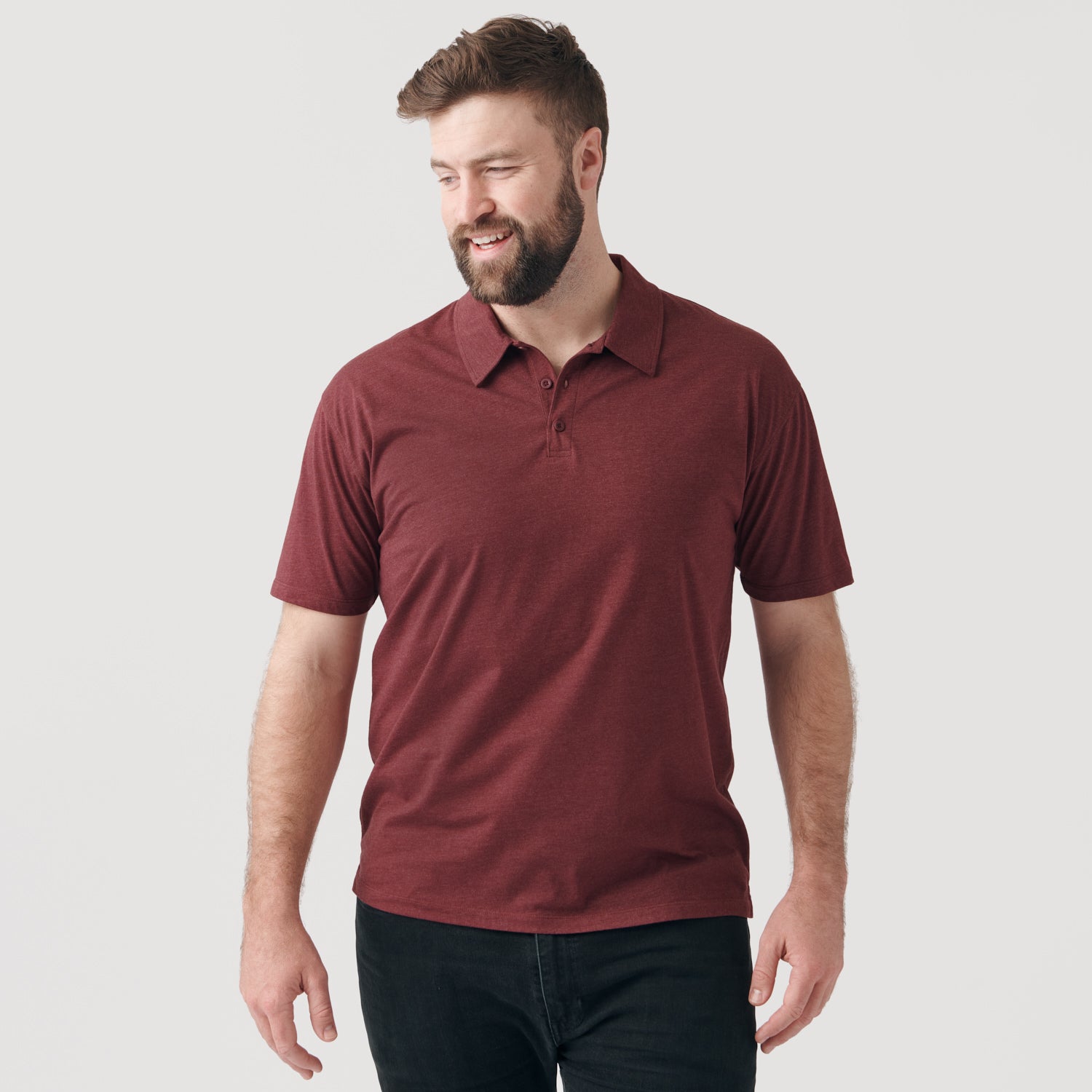 Heather Burgundy Short Sleeve Polo-VibeCloset
