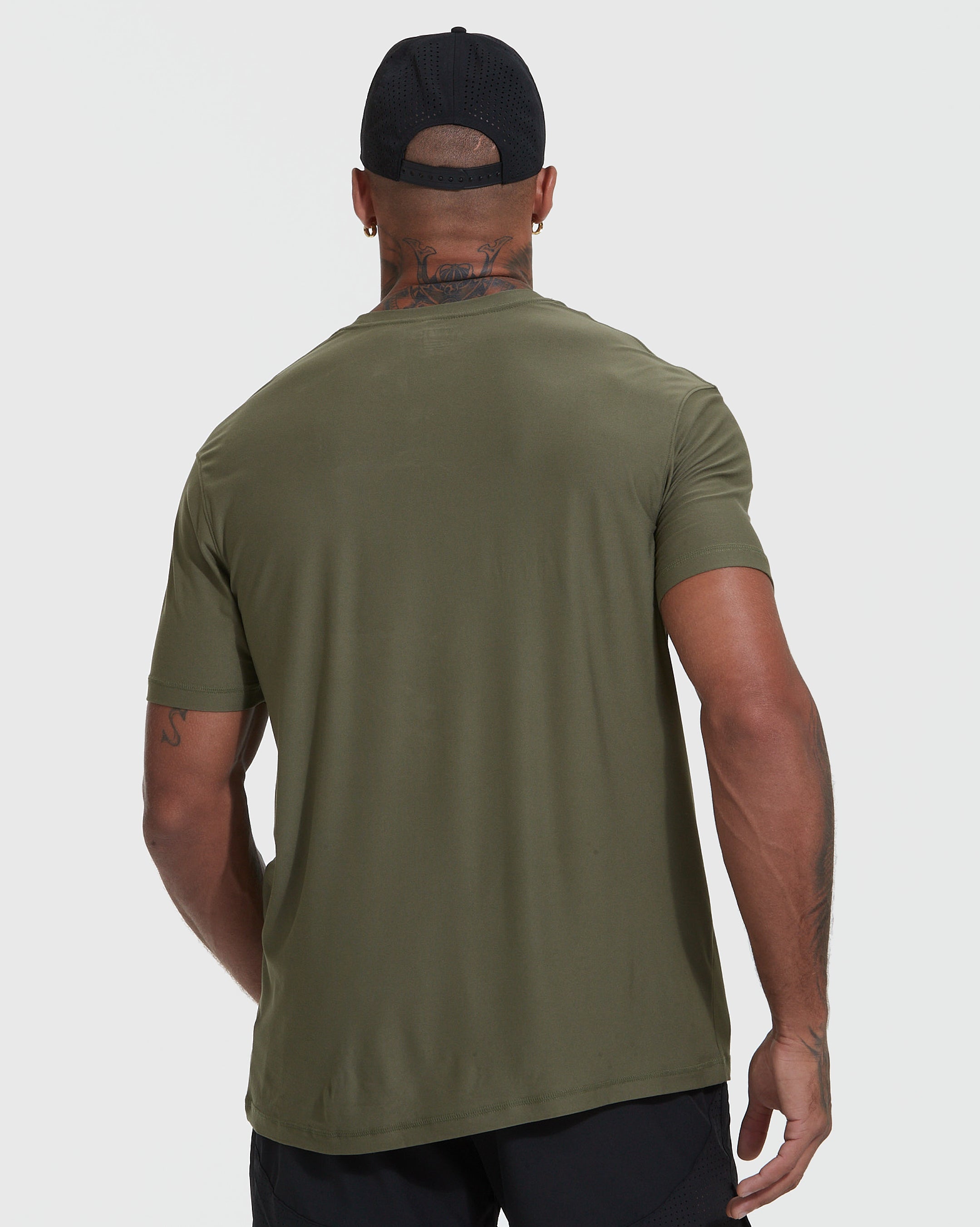Military Green Active Crew Neck Tee-VibeCloset