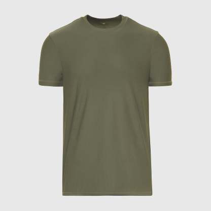 Military Green Active Crew Neck Tee-VibeCloset