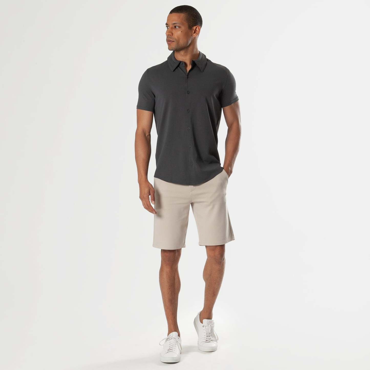 Carbon Short Sleeve Knit Shirt-VibeCloset