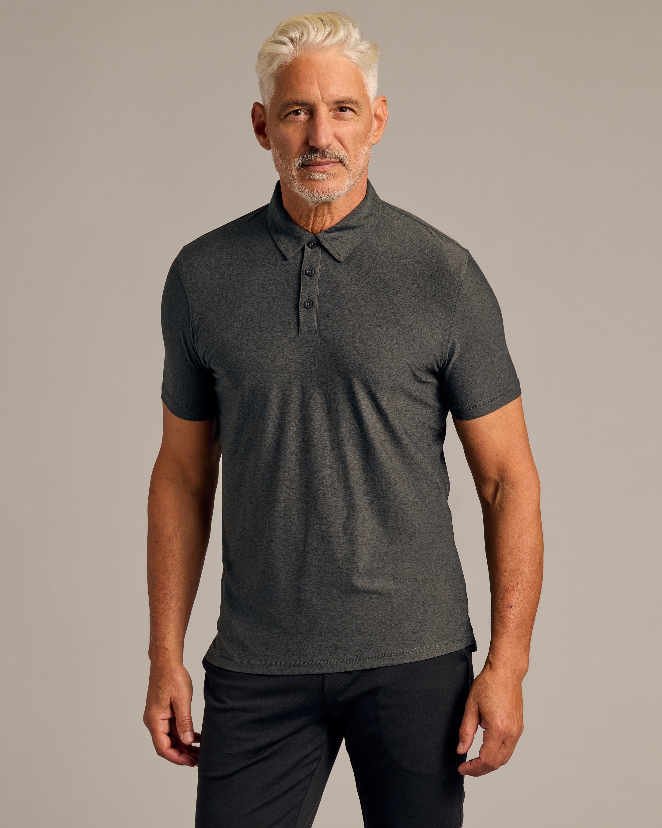 Charcoal Heather Gray Active Polo 2.0-VibeCloset