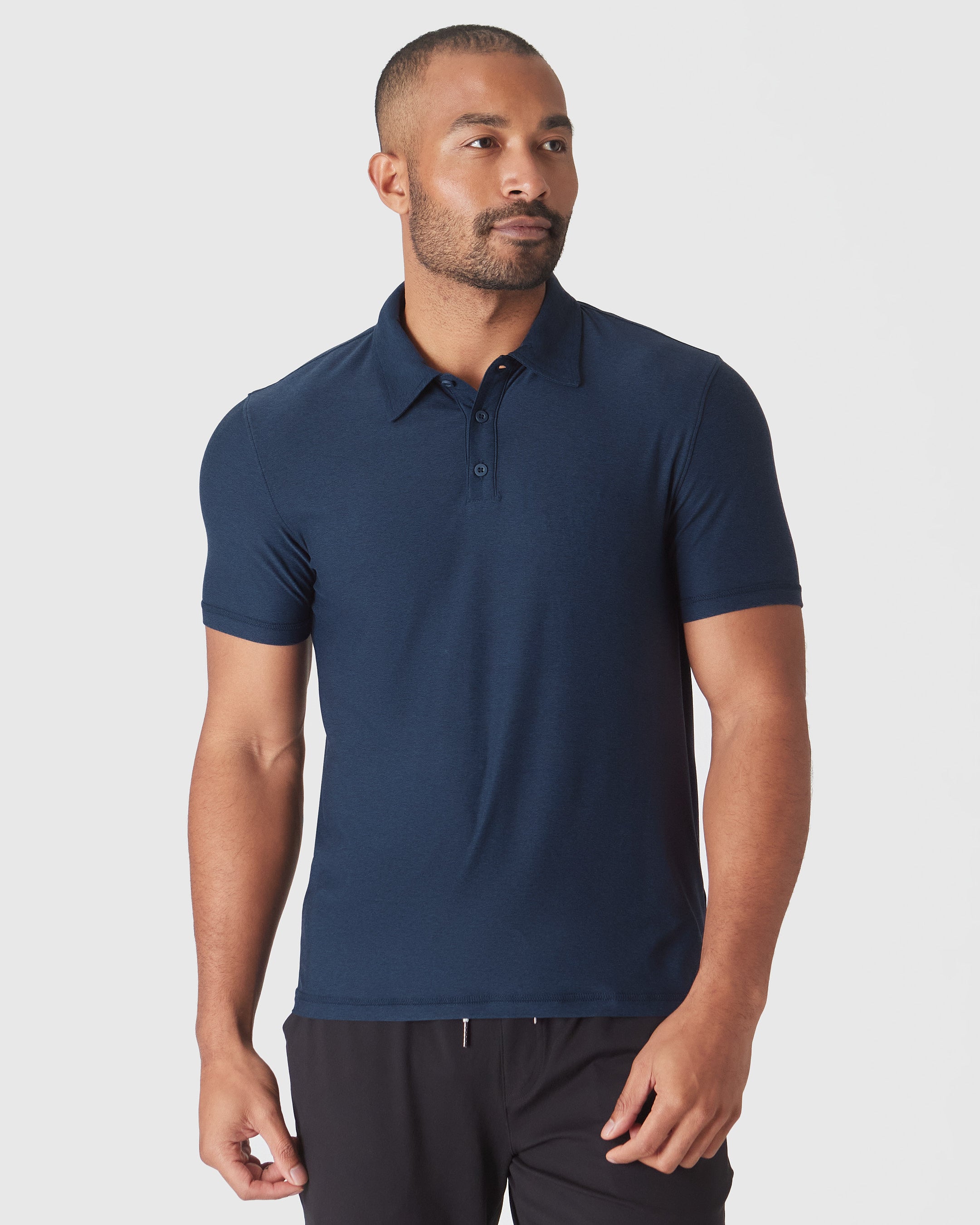 Dark Heather Cadet Active Polo 2.0-VibeCloset