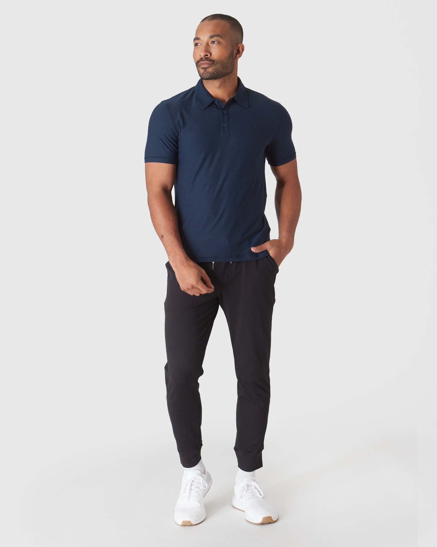 Dark Heather Cadet Active Polo 2.0-VibeCloset