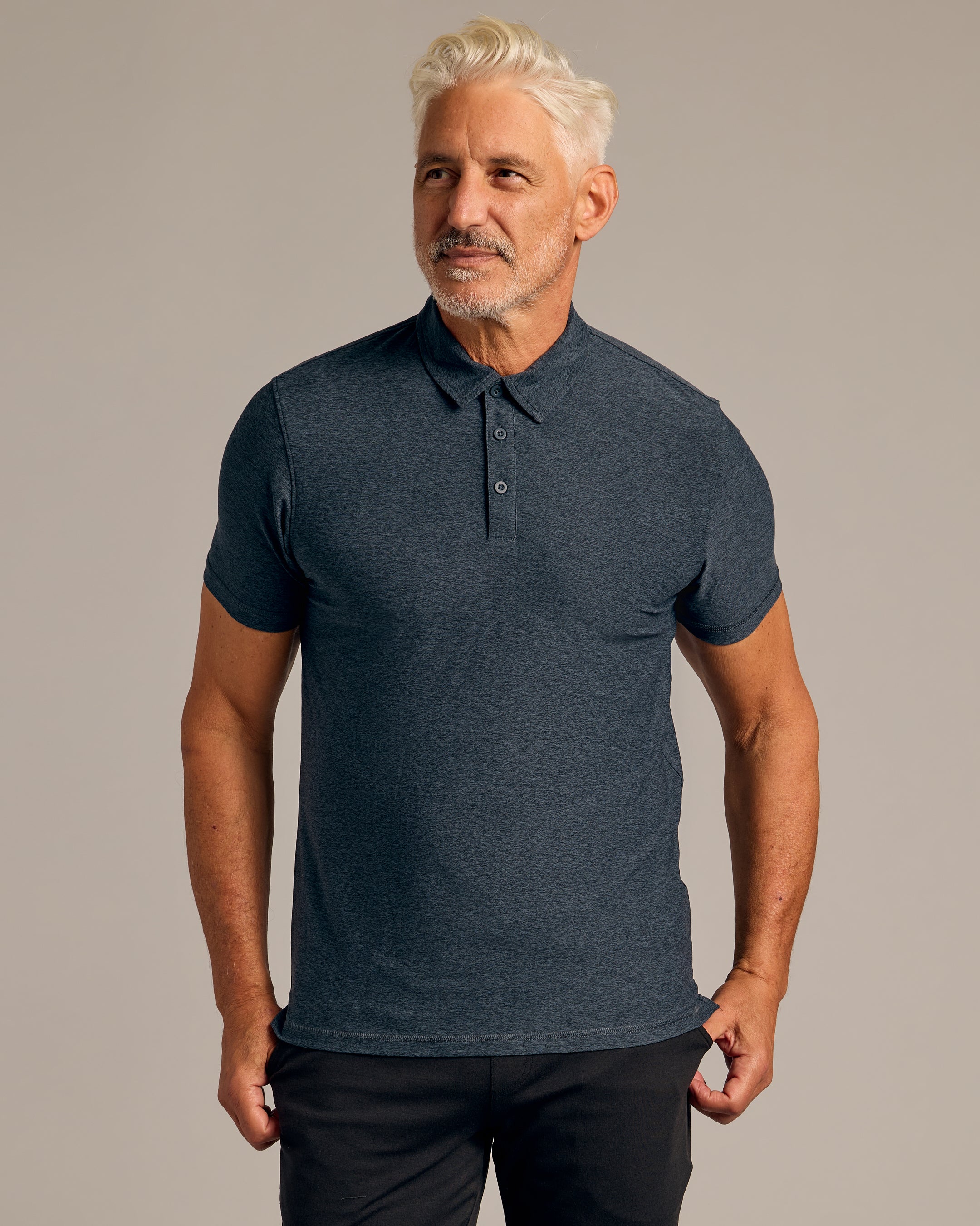 Dark Heather Active Polo 3-Pack-VibeCloset