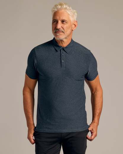 Dark Heather Active Polo 3-Pack-VibeCloset