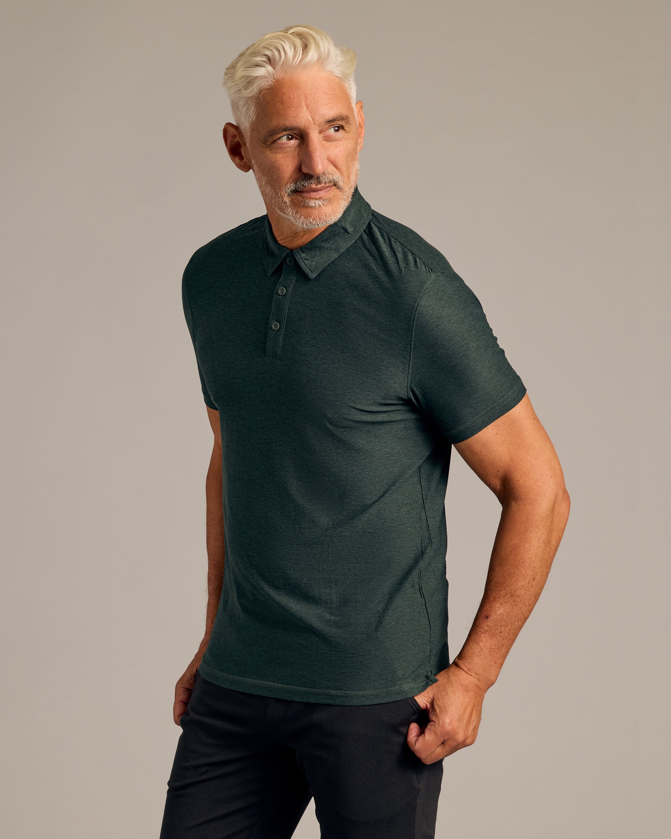 Dark Heather Active Polo 3-Pack-VibeCloset