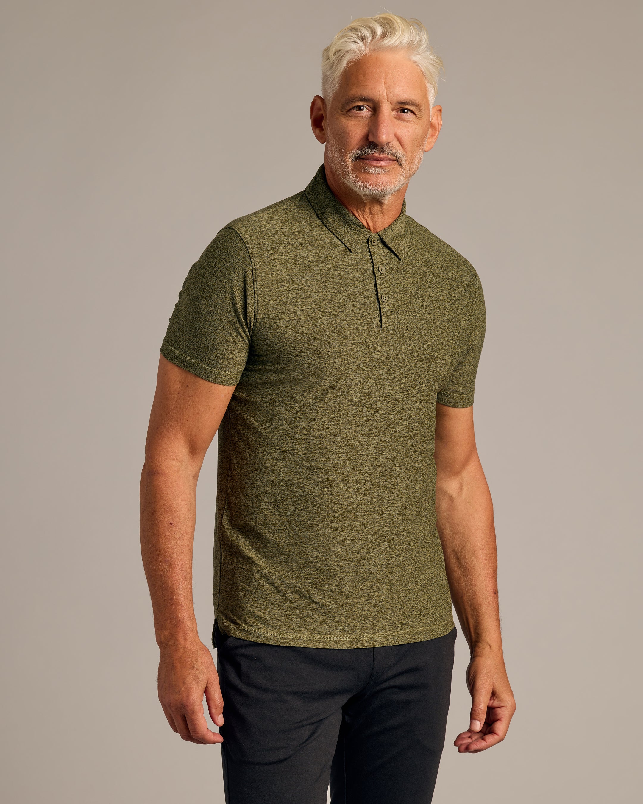 Dark Heather Active Polo 3-Pack-VibeCloset