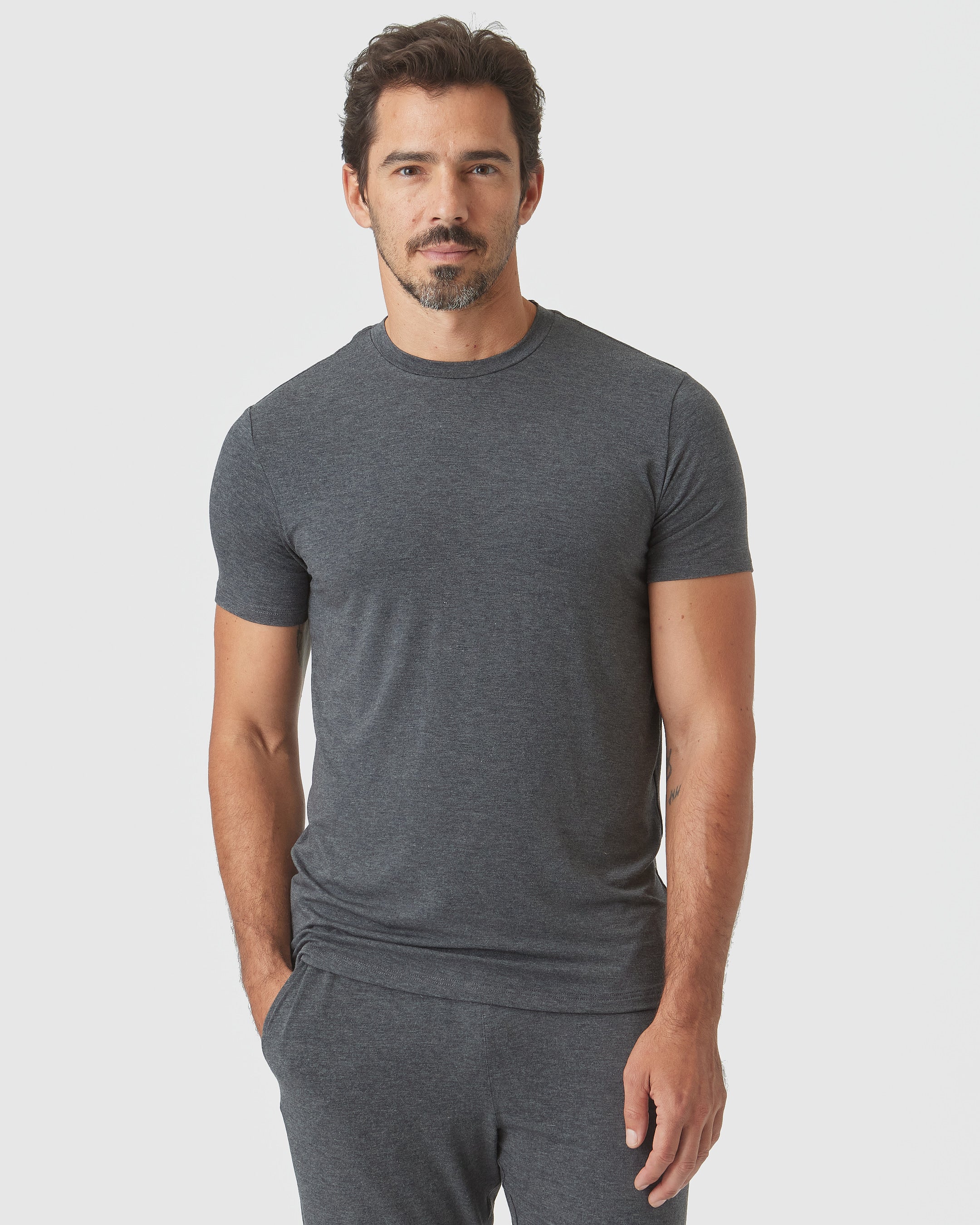 Charcoal Heather Gray Short Sleeve Loungewear Tee-VibeCloset