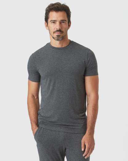 Charcoal Heather Gray Short Sleeve Loungewear Tee-VibeCloset