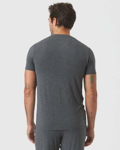 Charcoal Heather Gray Short Sleeve Loungewear Tee-VibeCloset