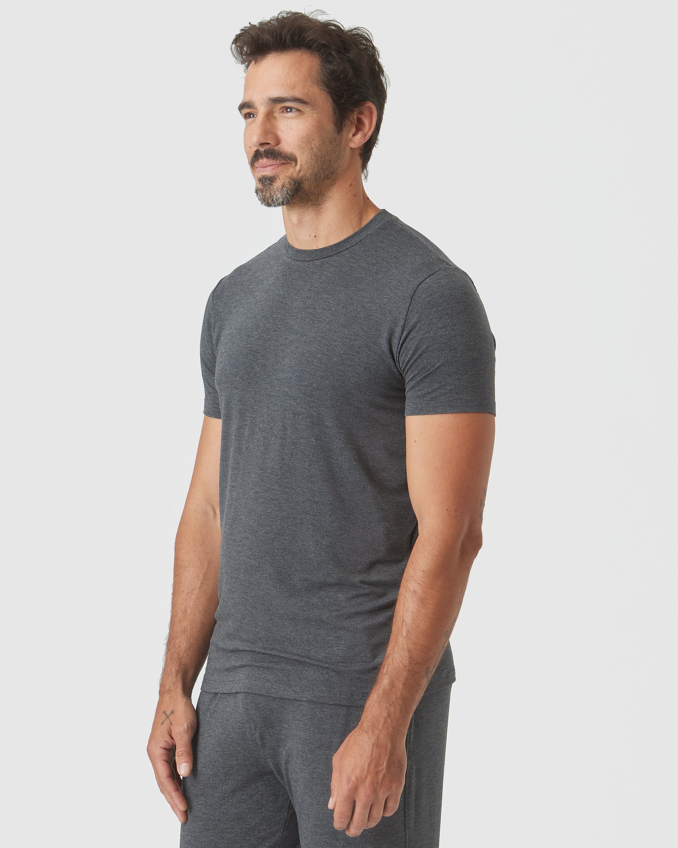 Charcoal Heather Gray Short Sleeve Loungewear Tee-VibeCloset