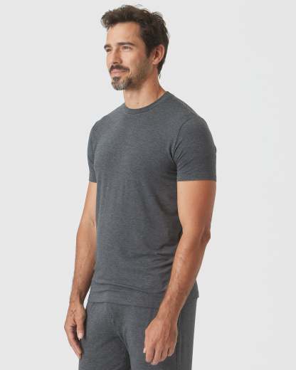 Charcoal Heather Gray Short Sleeve Loungewear Tee-VibeCloset