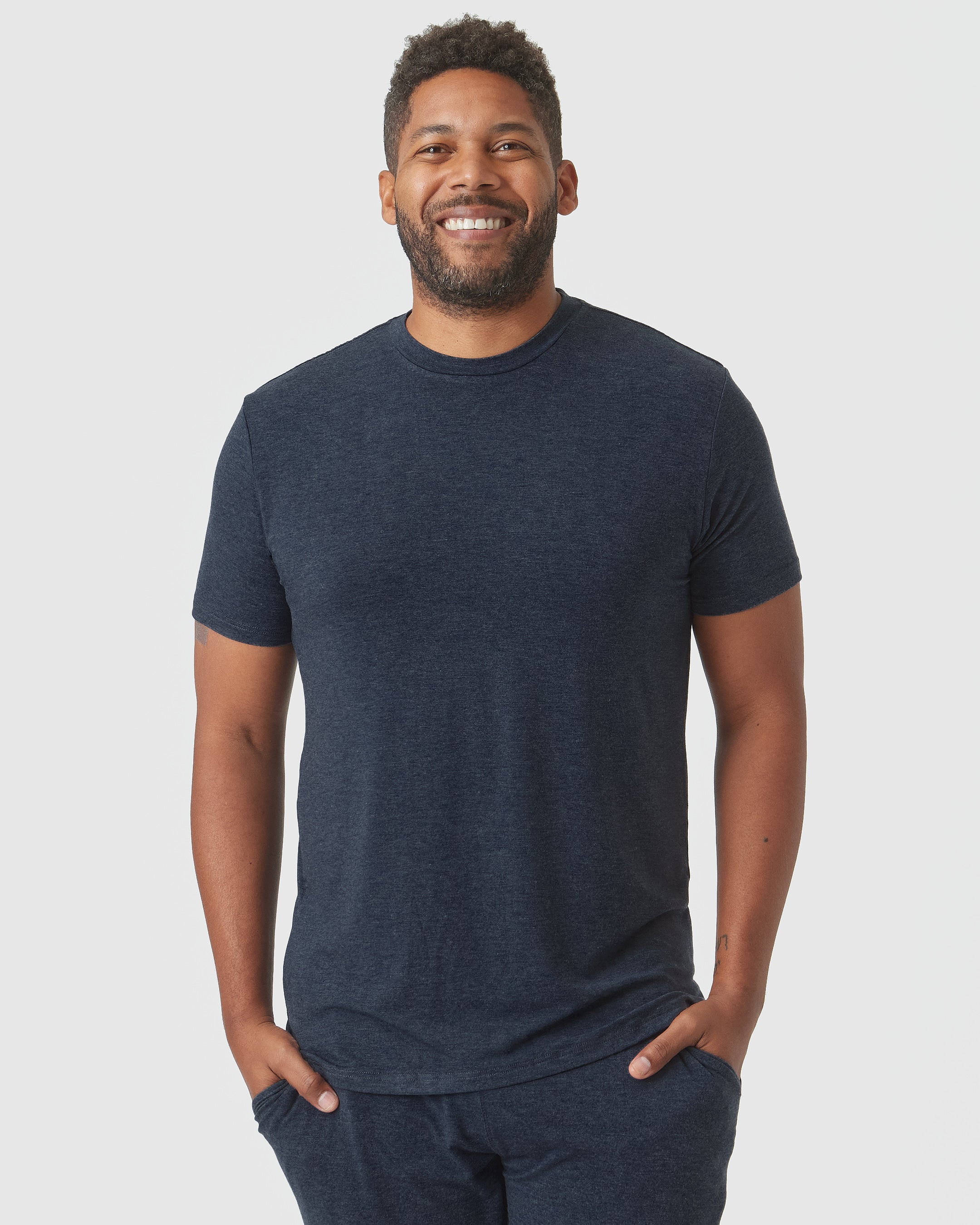 Heather Navy Short Sleeve Loungewear Tee-VibeCloset