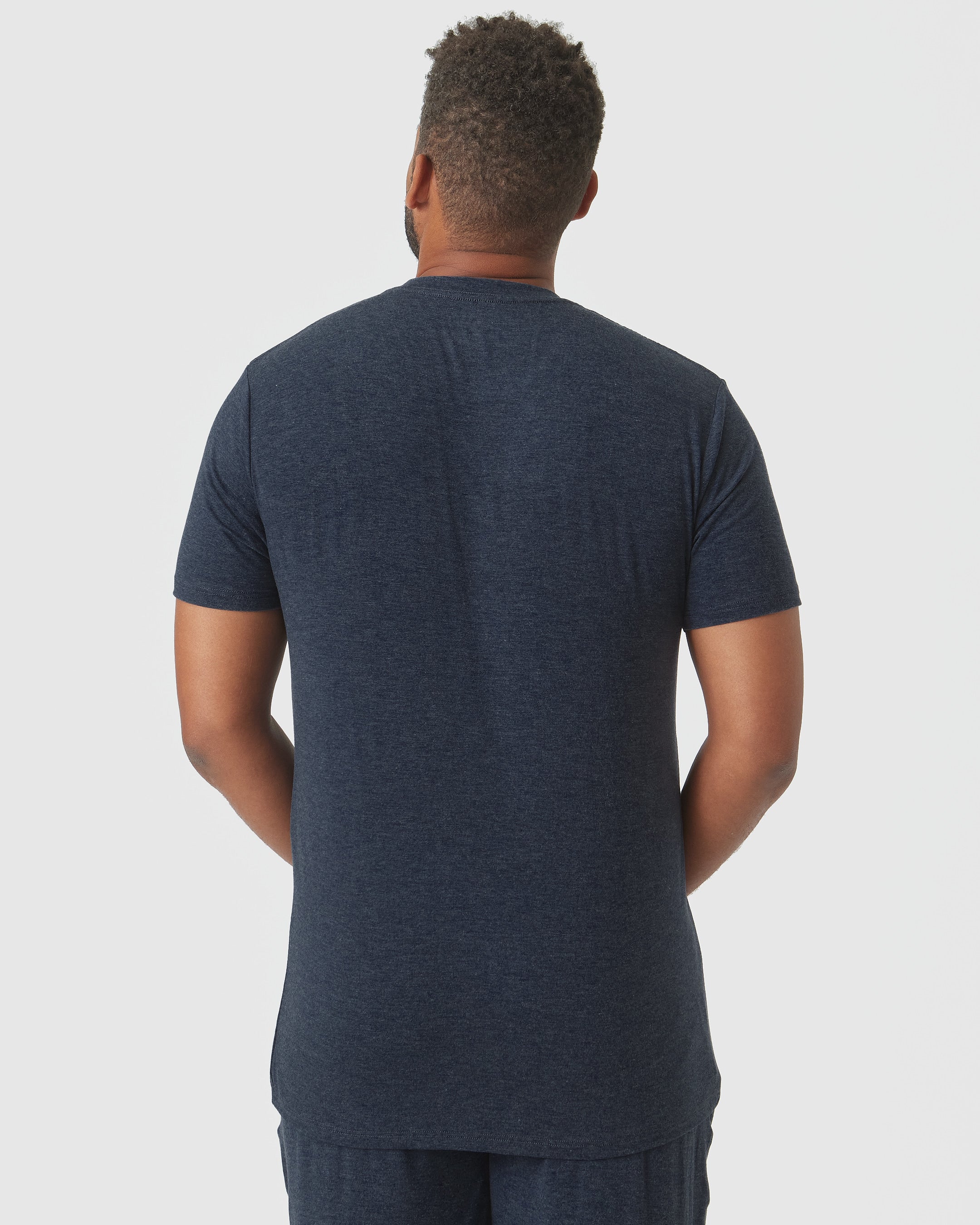 Heather Navy Short Sleeve Loungewear Tee-VibeCloset