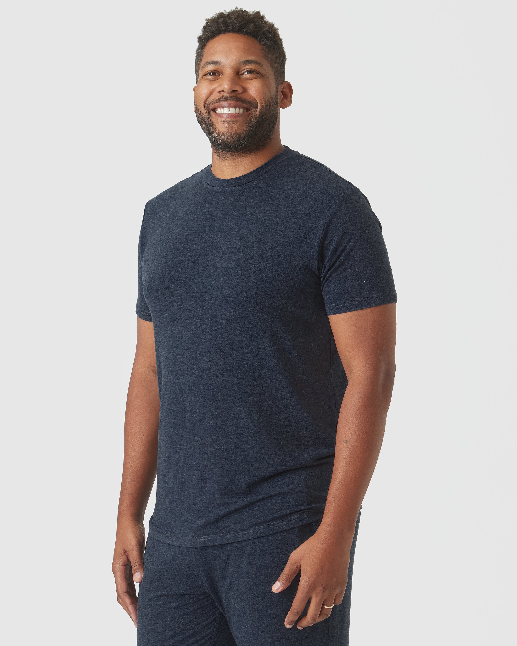 Heather Navy Short Sleeve Loungewear Tee-VibeCloset