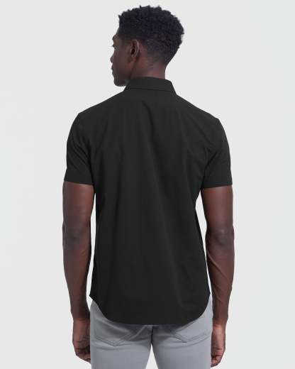Black Commuter Short Sleeve Shirt-VibeCloset