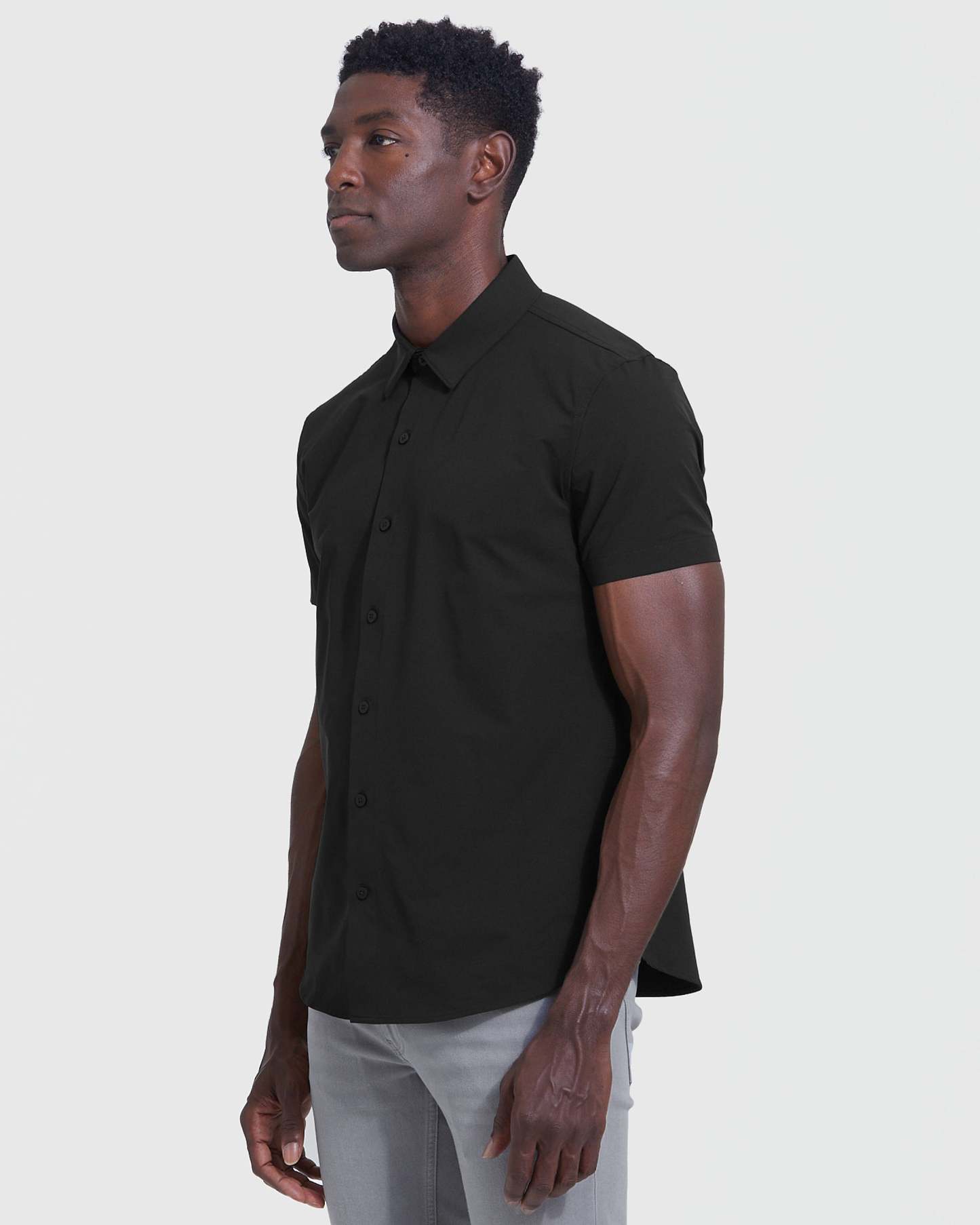 Black Commuter Short Sleeve Shirt-VibeCloset