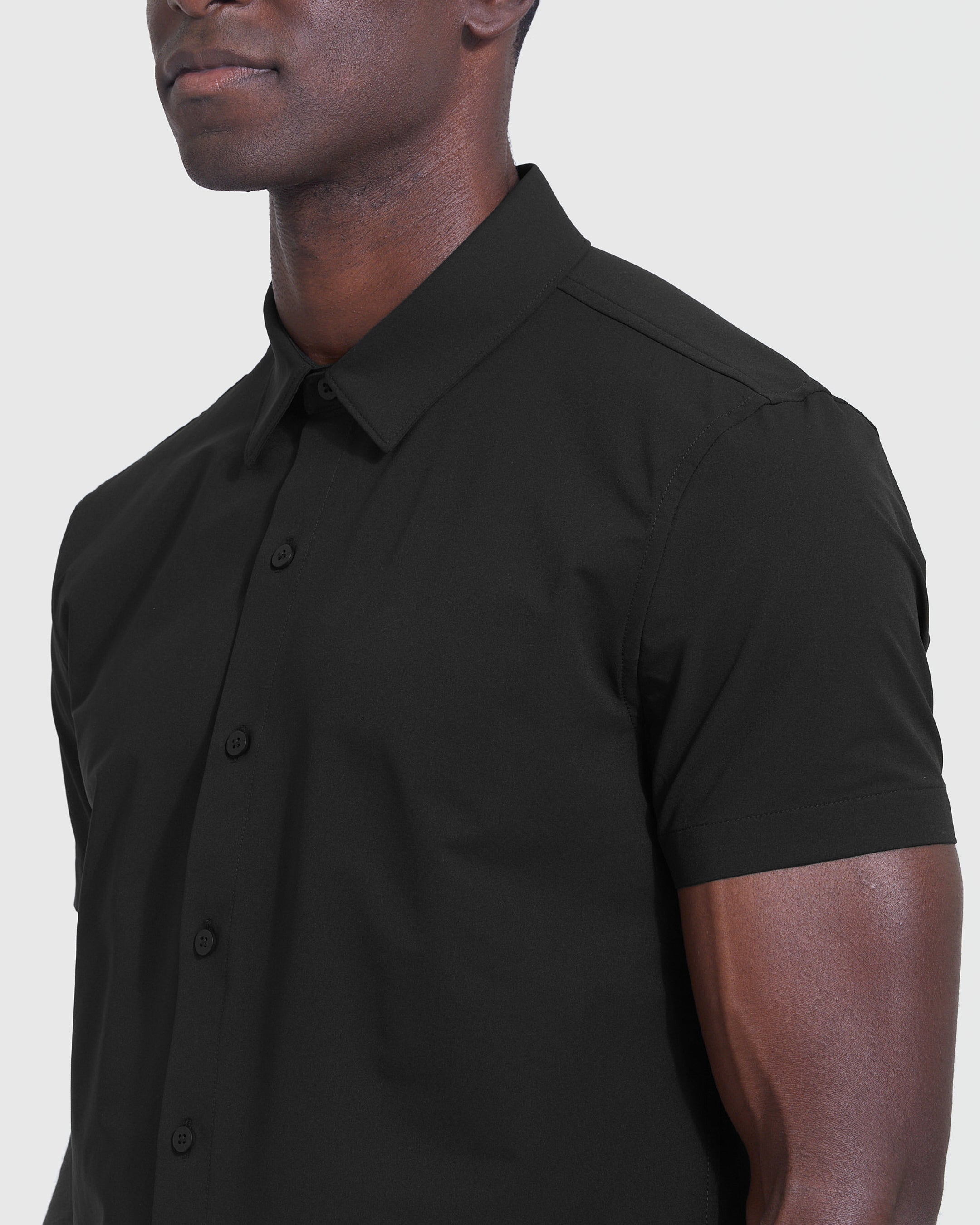 Black Commuter Short Sleeve Shirt-VibeCloset