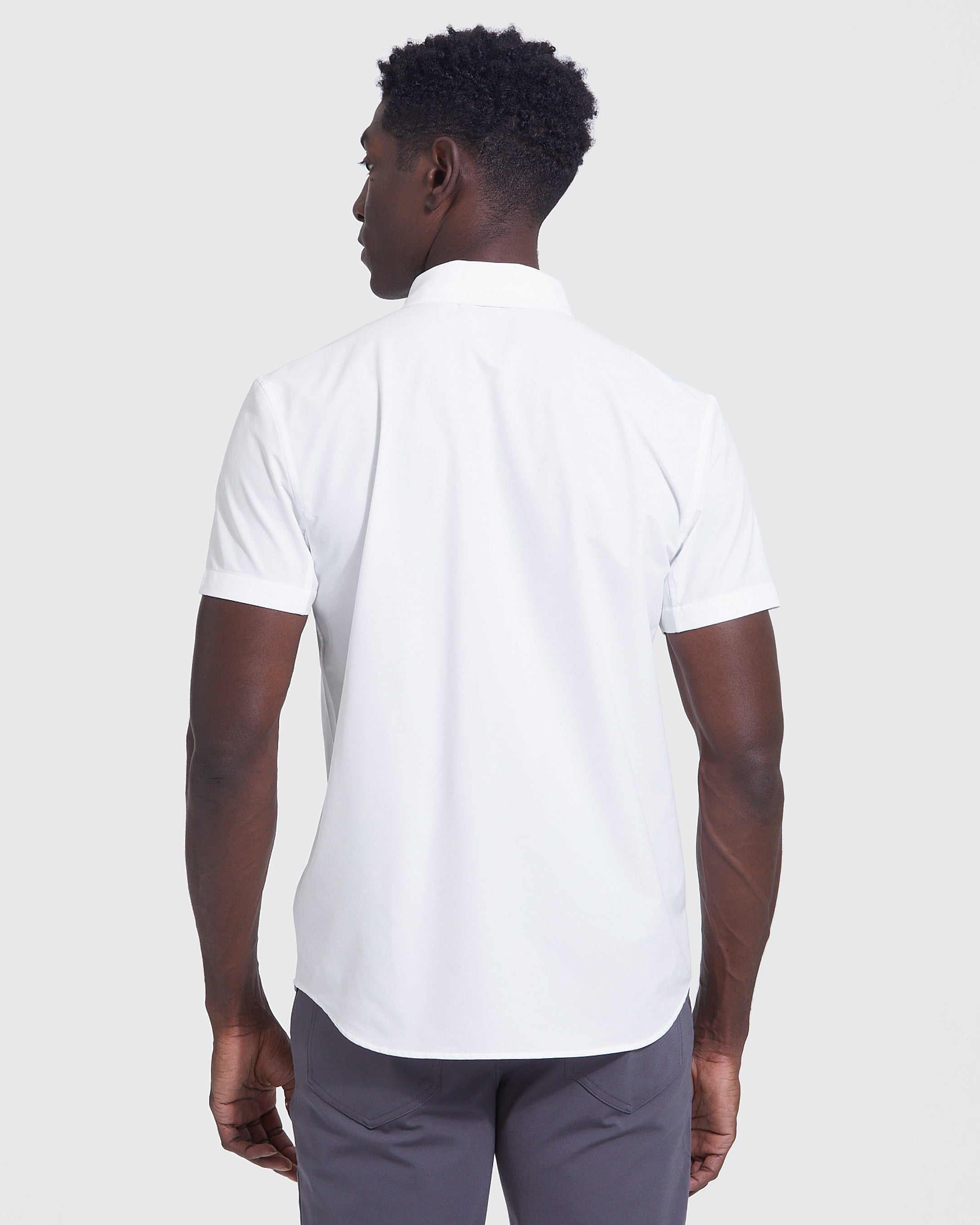 White Commuter Short Sleeve Shirt-VibeCloset