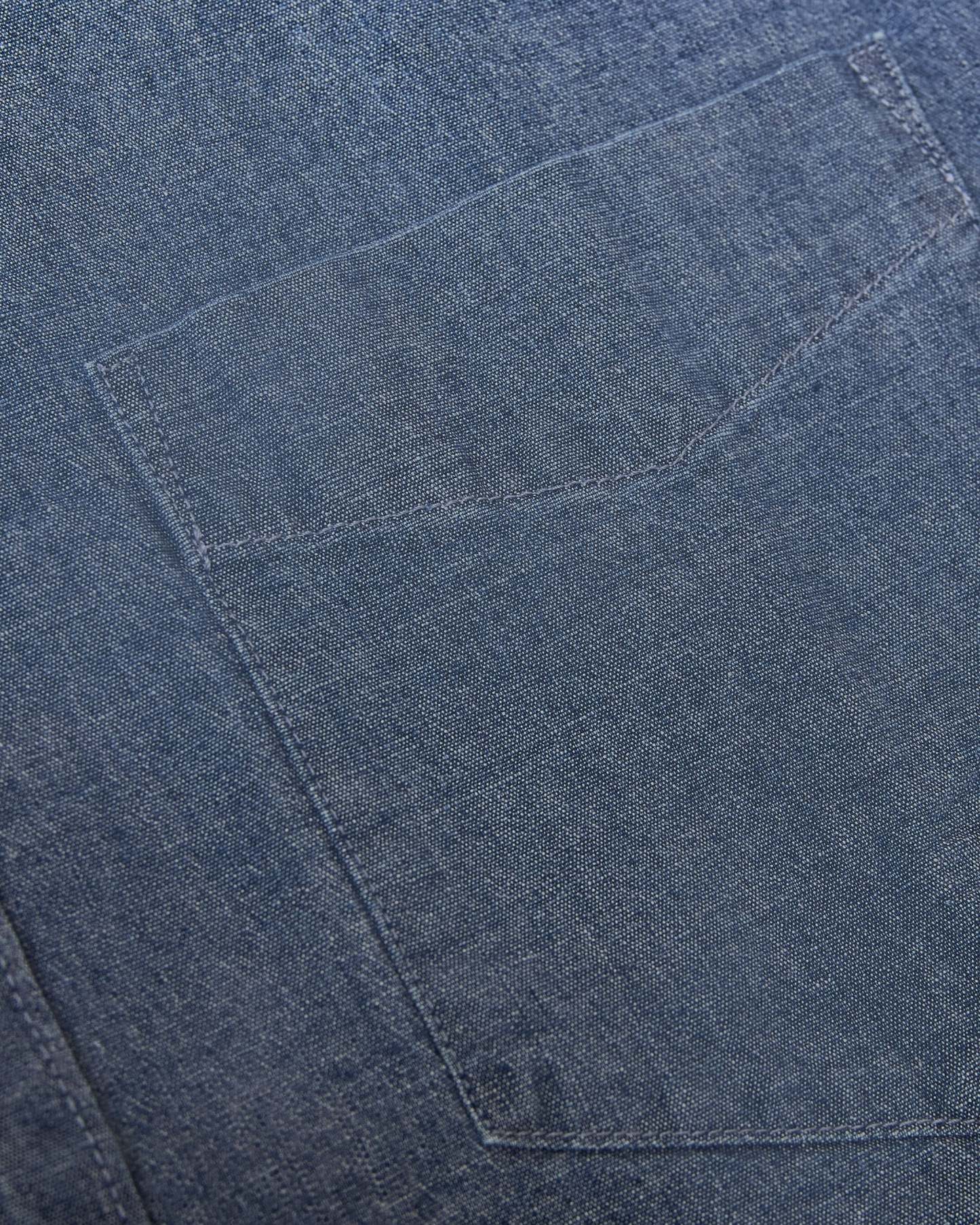 Light Indigo Wash Short Sleeve Stretch Chambray Shirt-VibeCloset