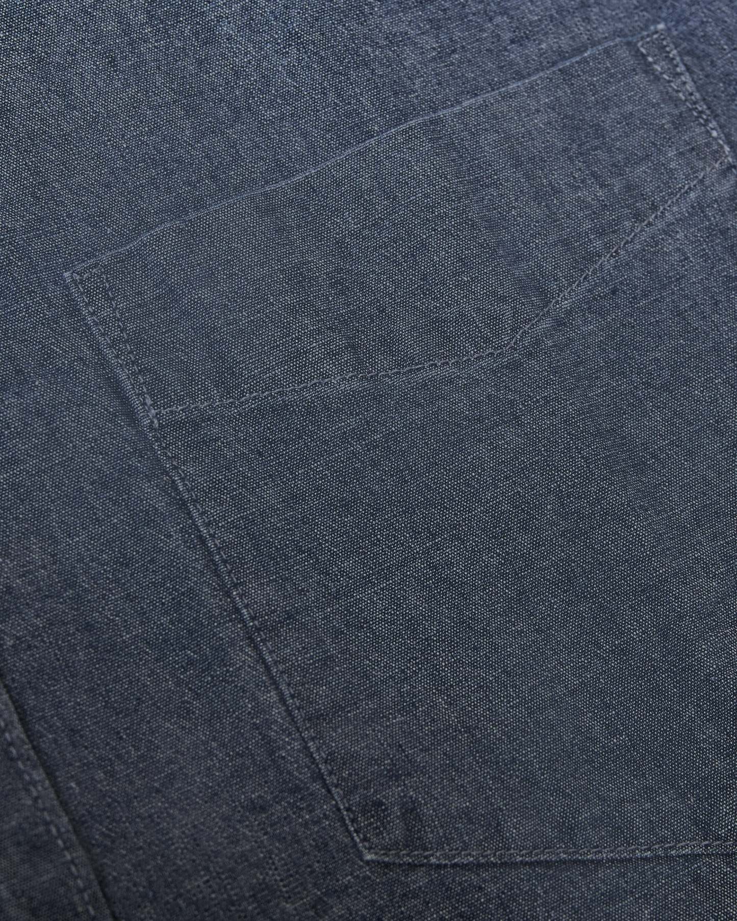 Medium Indigo Wash Short Sleeve Stretch Chambray Shirt-VibeCloset