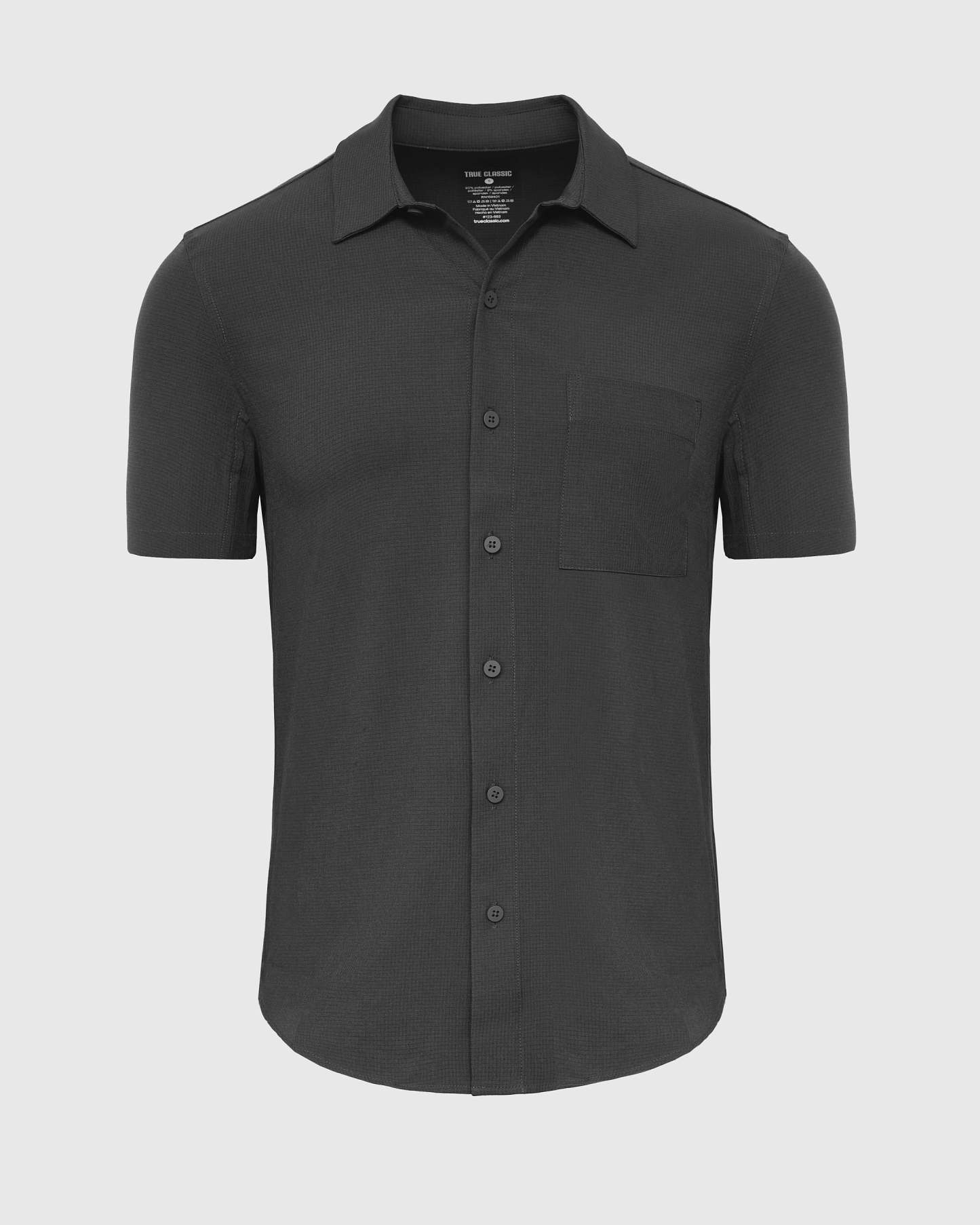 Charcoal Heather Gray Short Sleeve Ripstop Commuter Shirt-VibeCloset