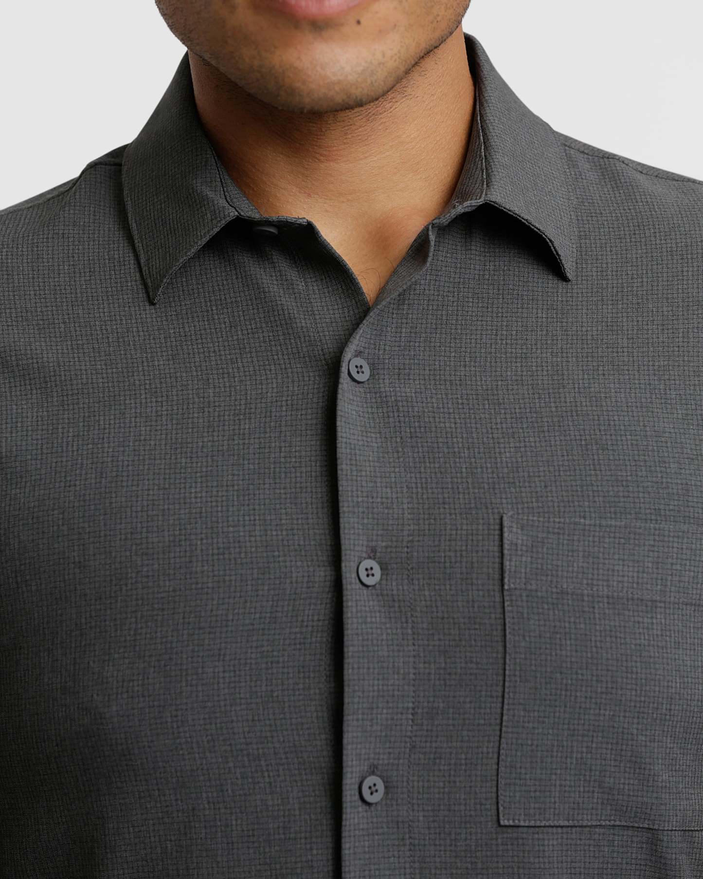 Charcoal Heather Gray Short Sleeve Ripstop Commuter Shirt-VibeCloset