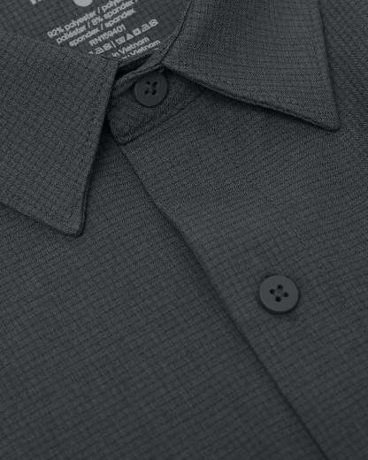 Charcoal Heather Gray Short Sleeve Ripstop Commuter Shirt-VibeCloset