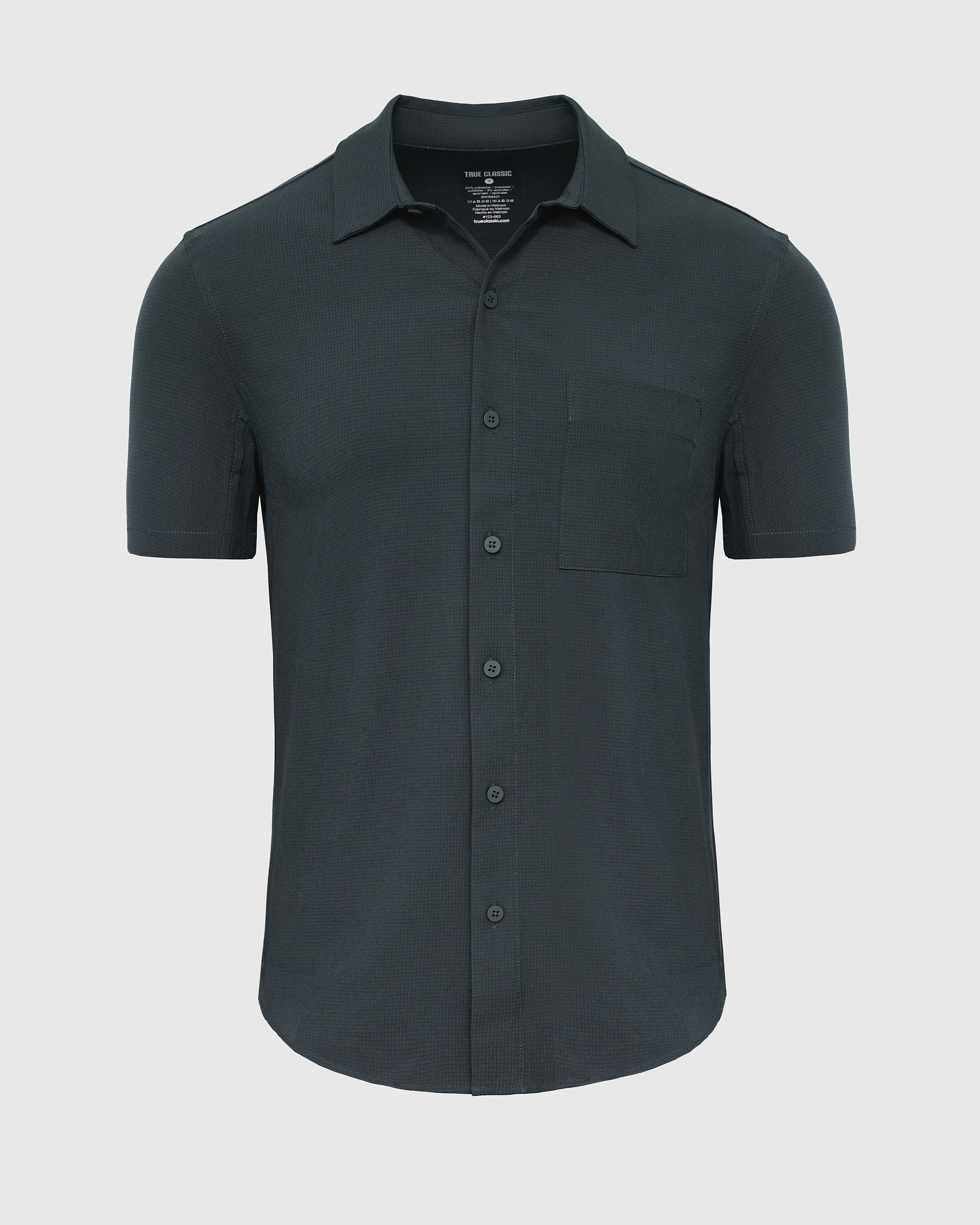 Heather Navy Short Sleeve Ripstop Commuter Shirt-VibeCloset