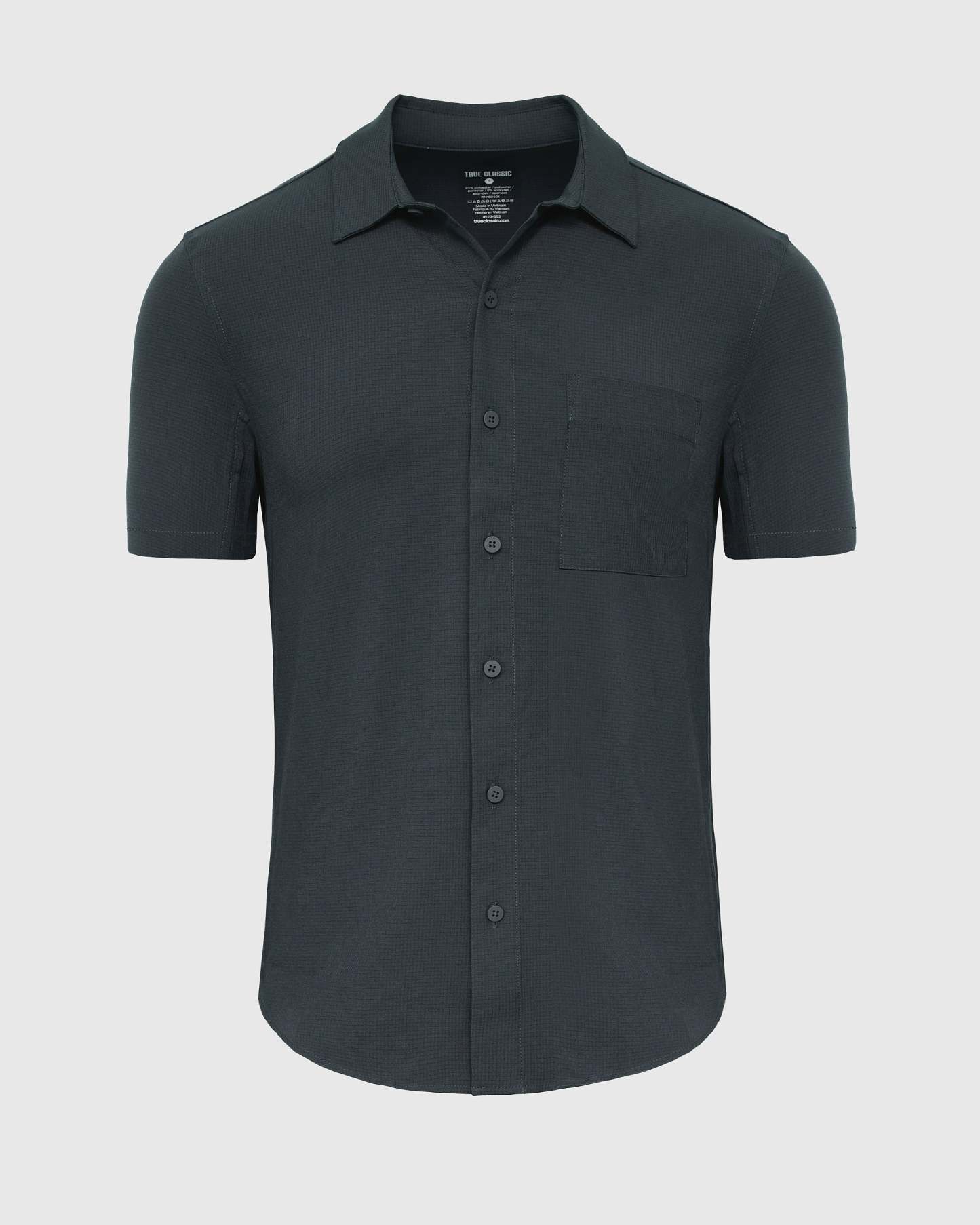 Heather Navy Short Sleeve Ripstop Commuter Shirt-VibeCloset