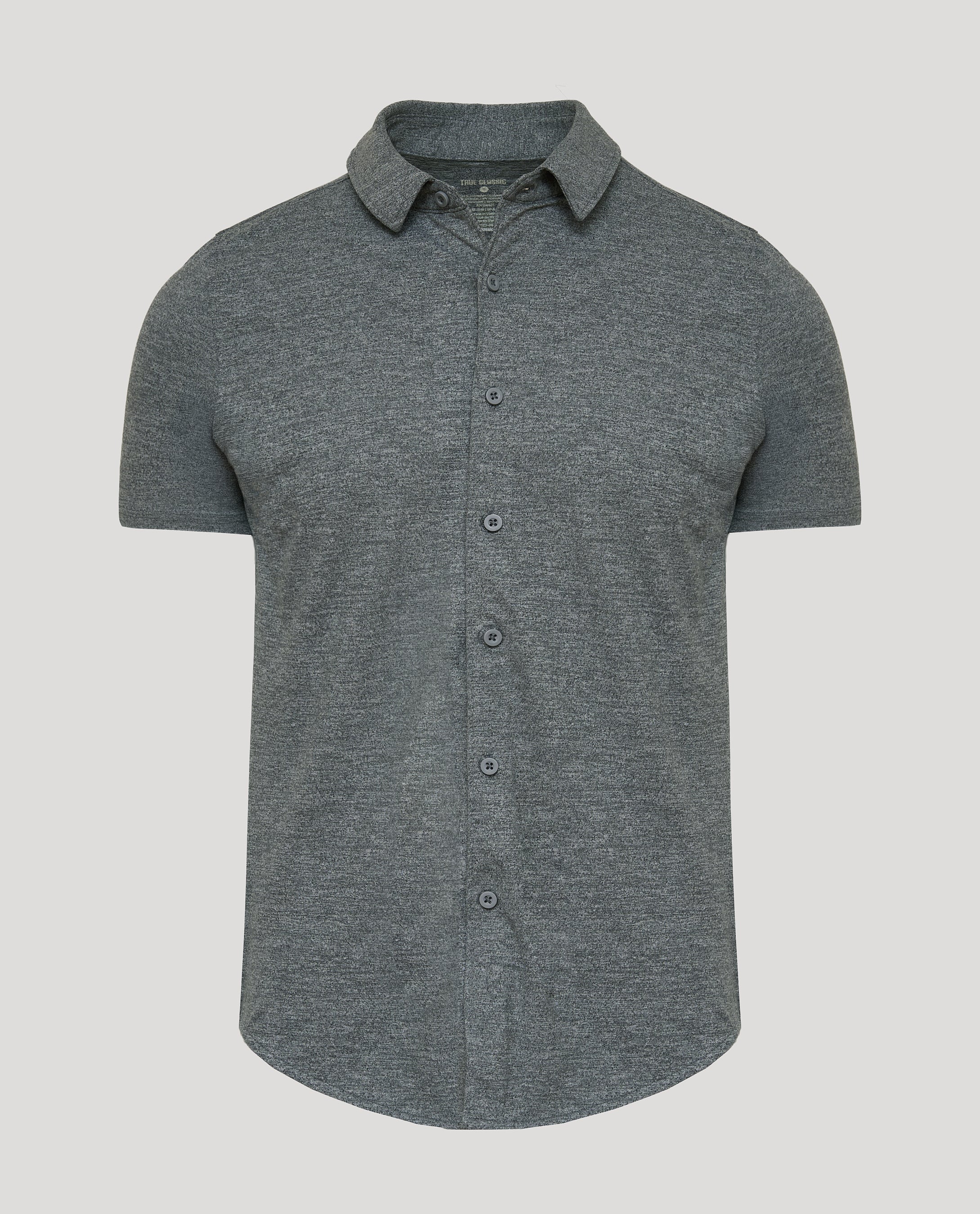 Charcoal Heather Gray Short Sleeve Comfort Knit Shirt-VibeCloset