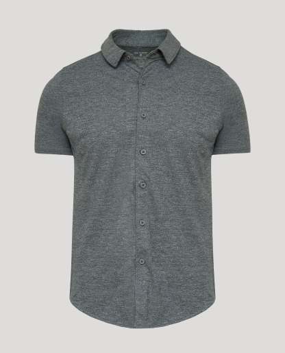 Charcoal Heather Gray Short Sleeve Comfort Knit Shirt-VibeCloset