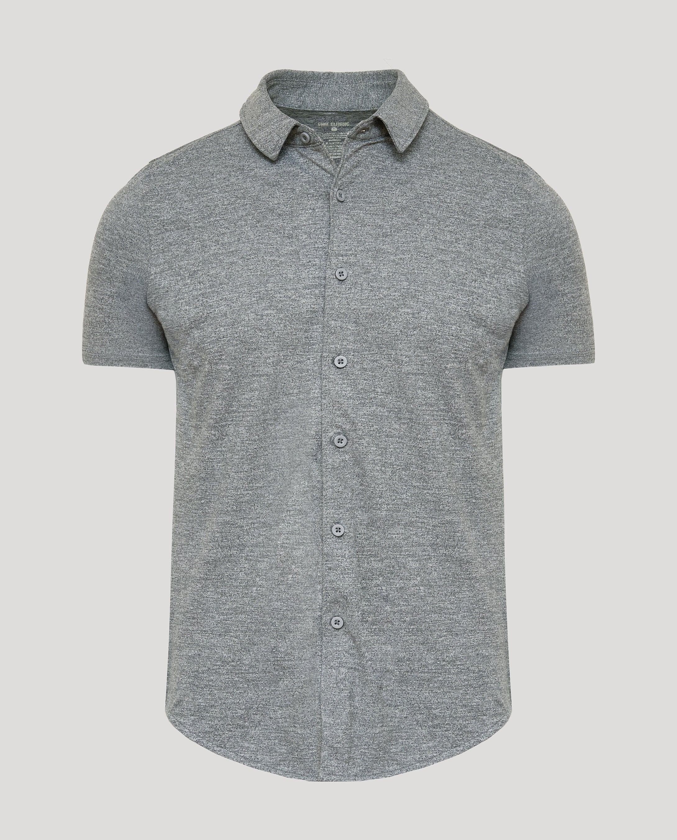 Heather Gray Short Sleeve Comfort Knit Shirt-VibeCloset