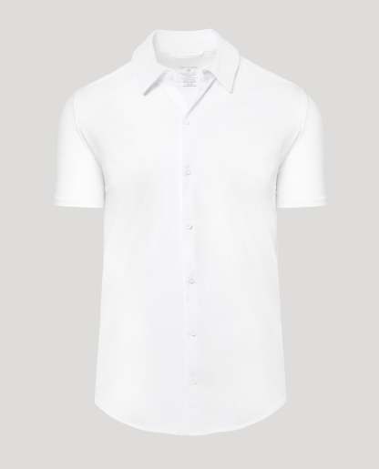 White Short Sleeve Comfort Knit Shirt-VibeCloset