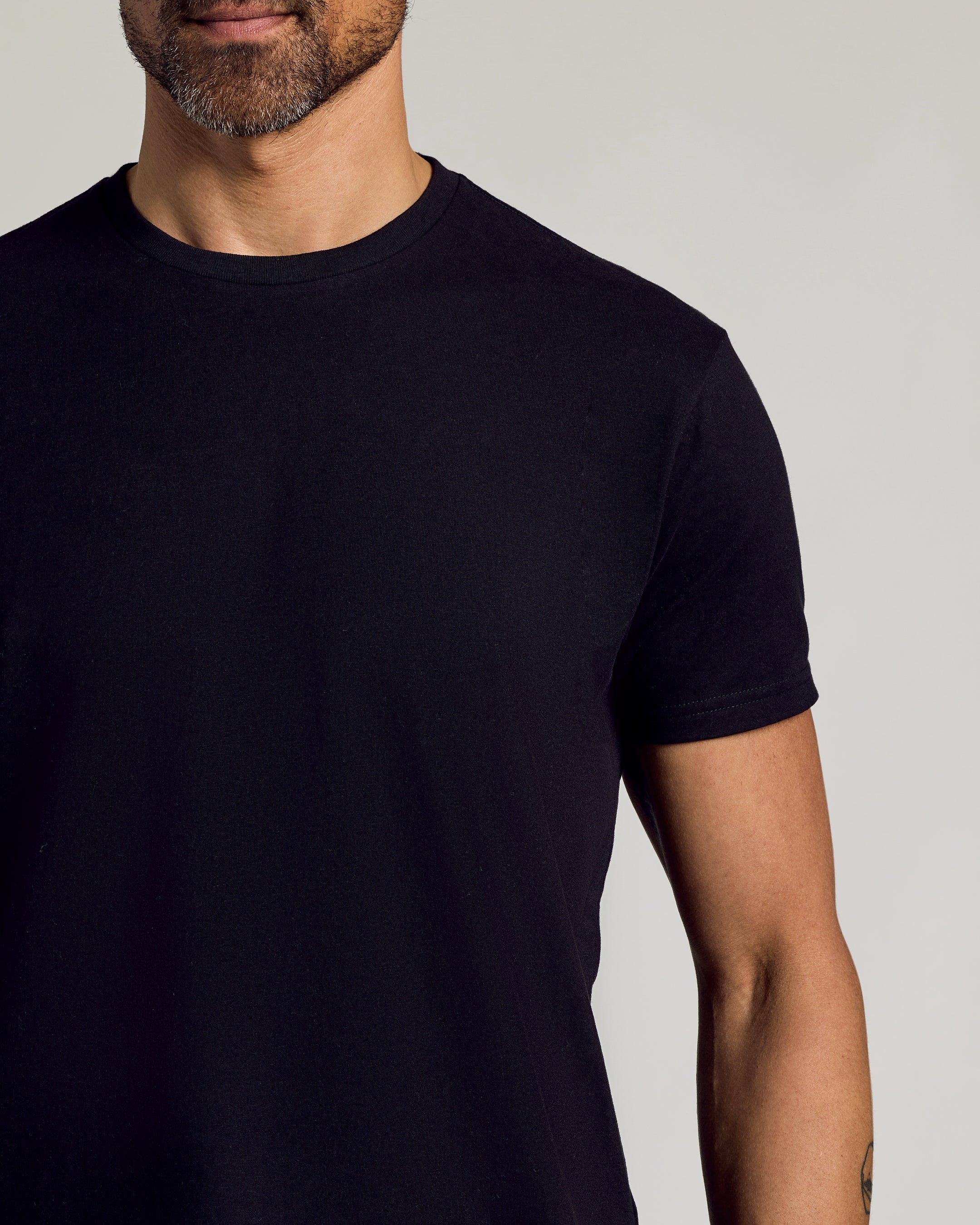Black Short Sleeve Curved Hem Crew 3-Pack-VibeCloset