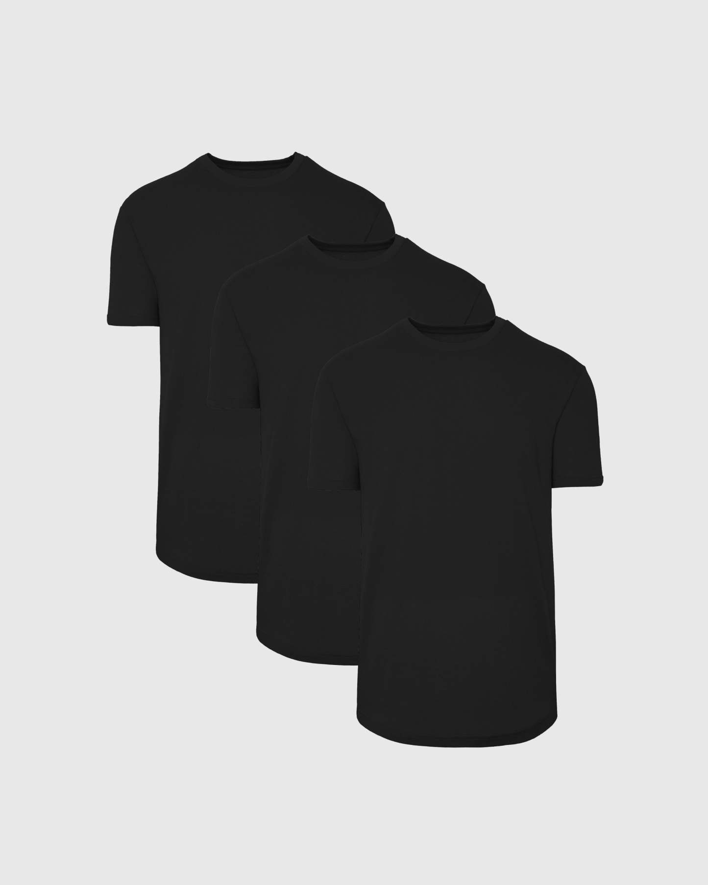 Black Short Sleeve Curved Hem Crew 3-Pack-VibeCloset