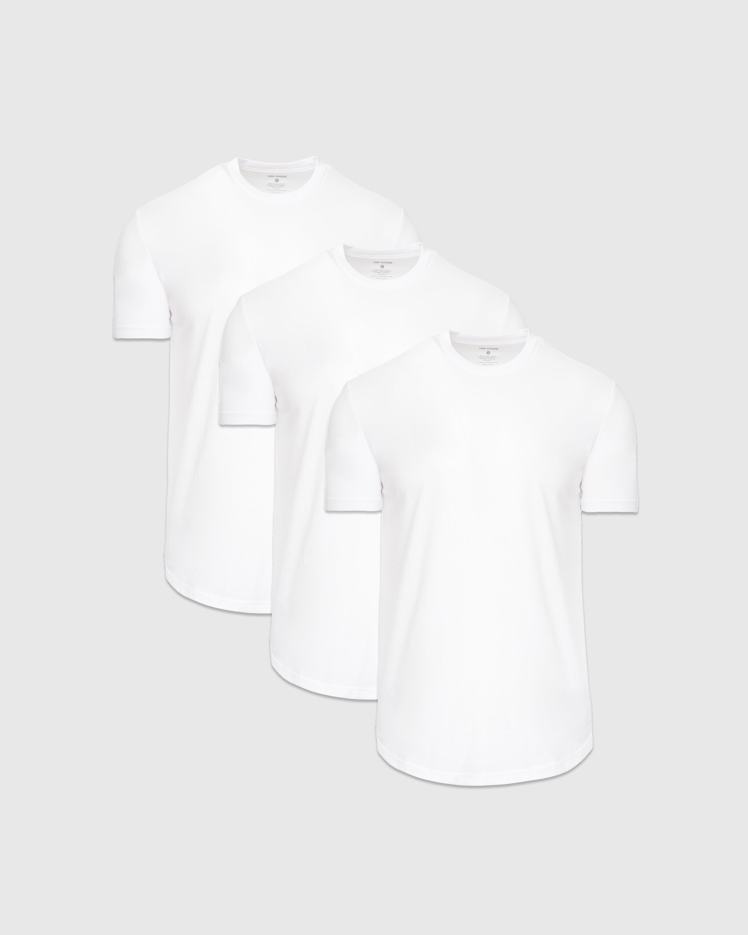 White Short Sleeve Curved Hem Crew 3-Pack-VibeCloset
