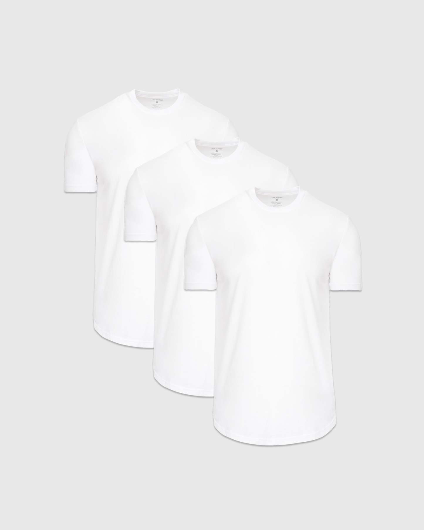 White Short Sleeve Curved Hem Crew 3-Pack-VibeCloset