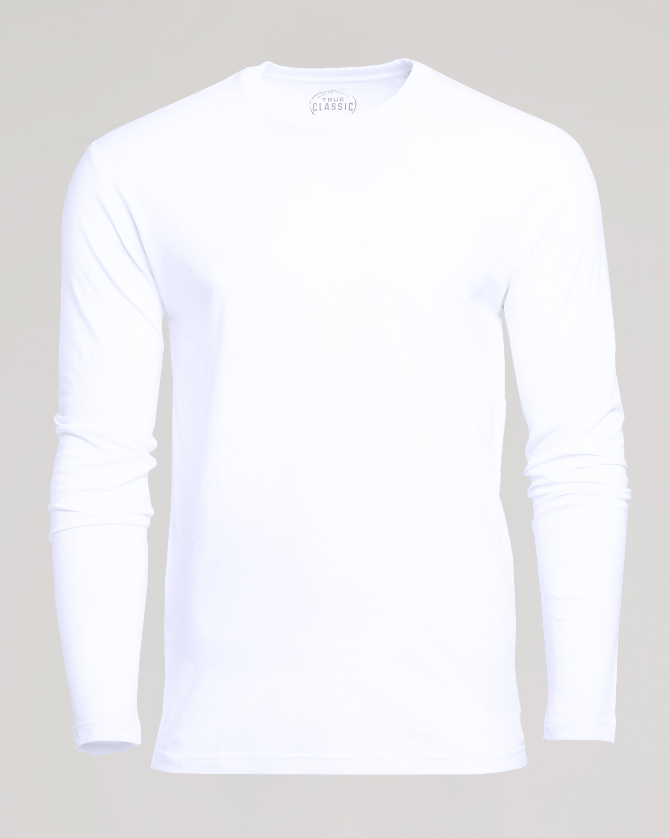White Long Sleeve Crew Neck Tee-VibeCloset