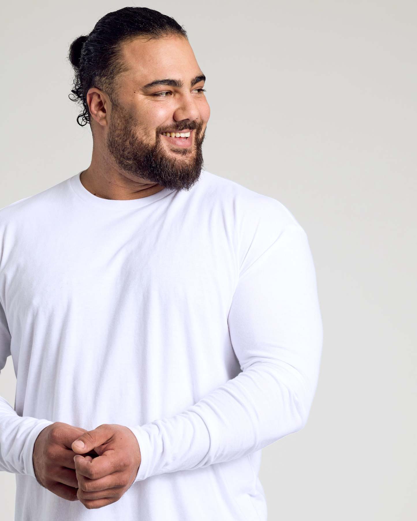 White Long Sleeve Crew Neck Tee-VibeCloset