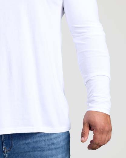 White Long Sleeve Crew Neck Tee-VibeCloset