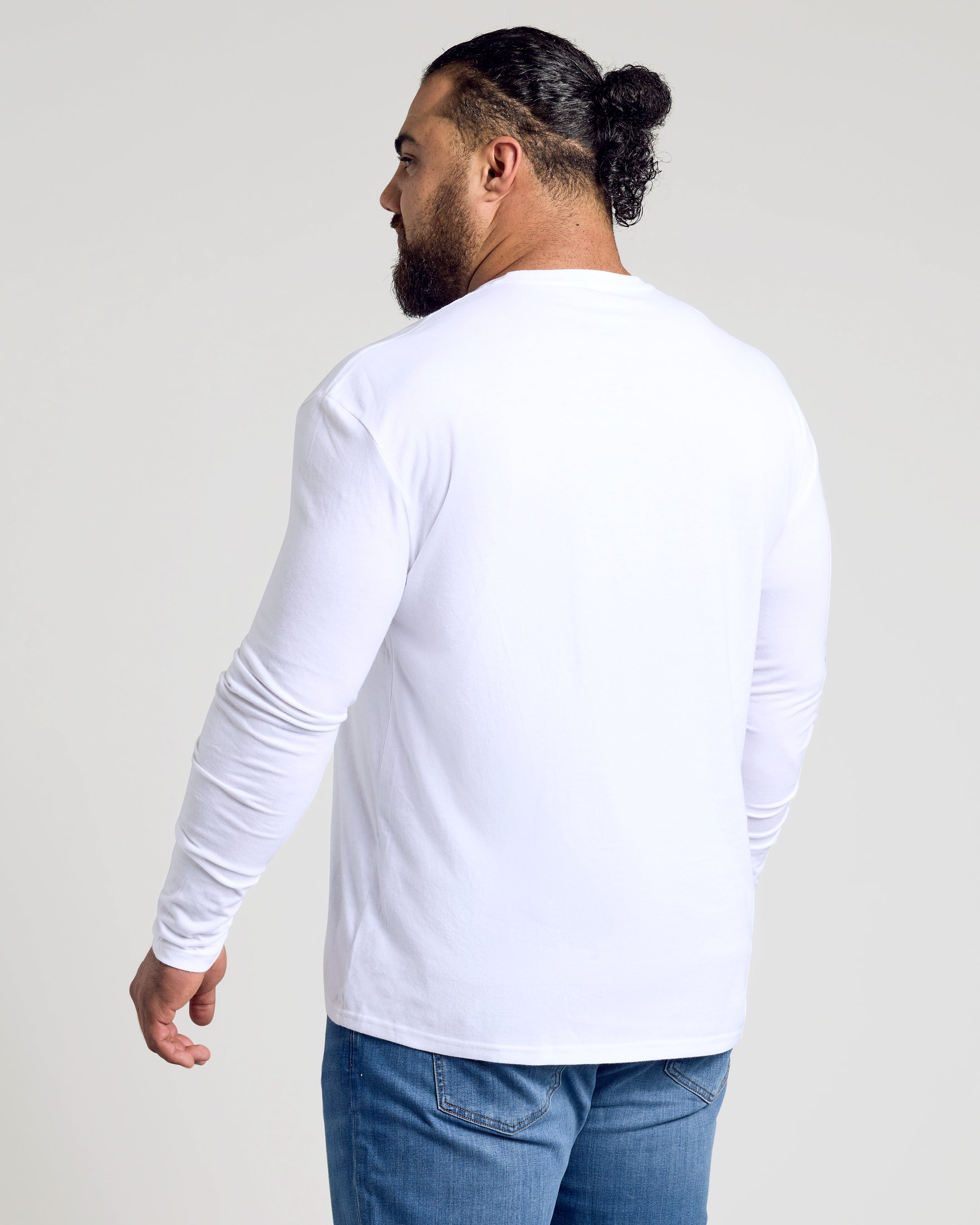 White Long Sleeve Crew Neck Tee-VibeCloset