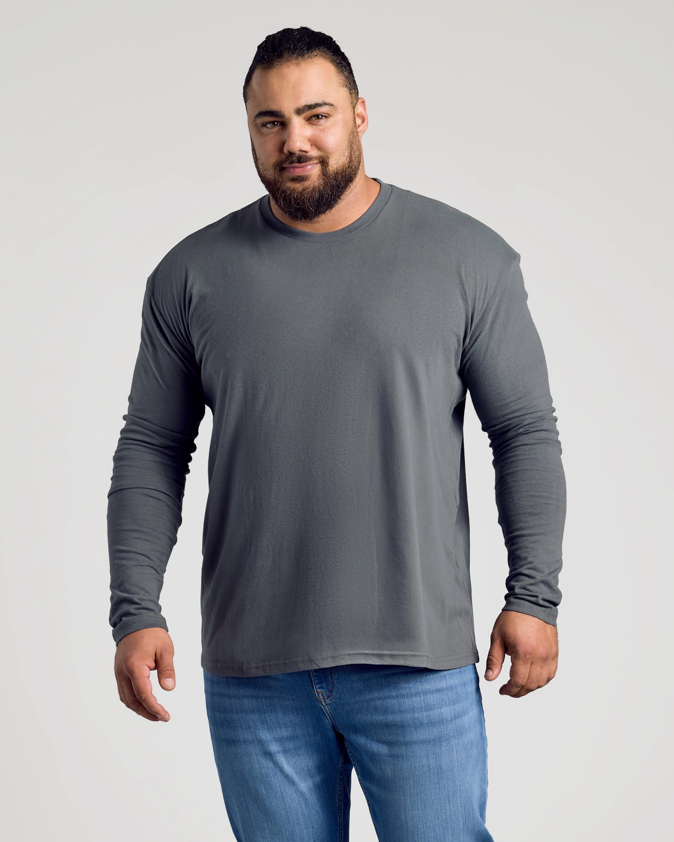 Carbon Long Sleeve Crew Neck Tee-VibeCloset