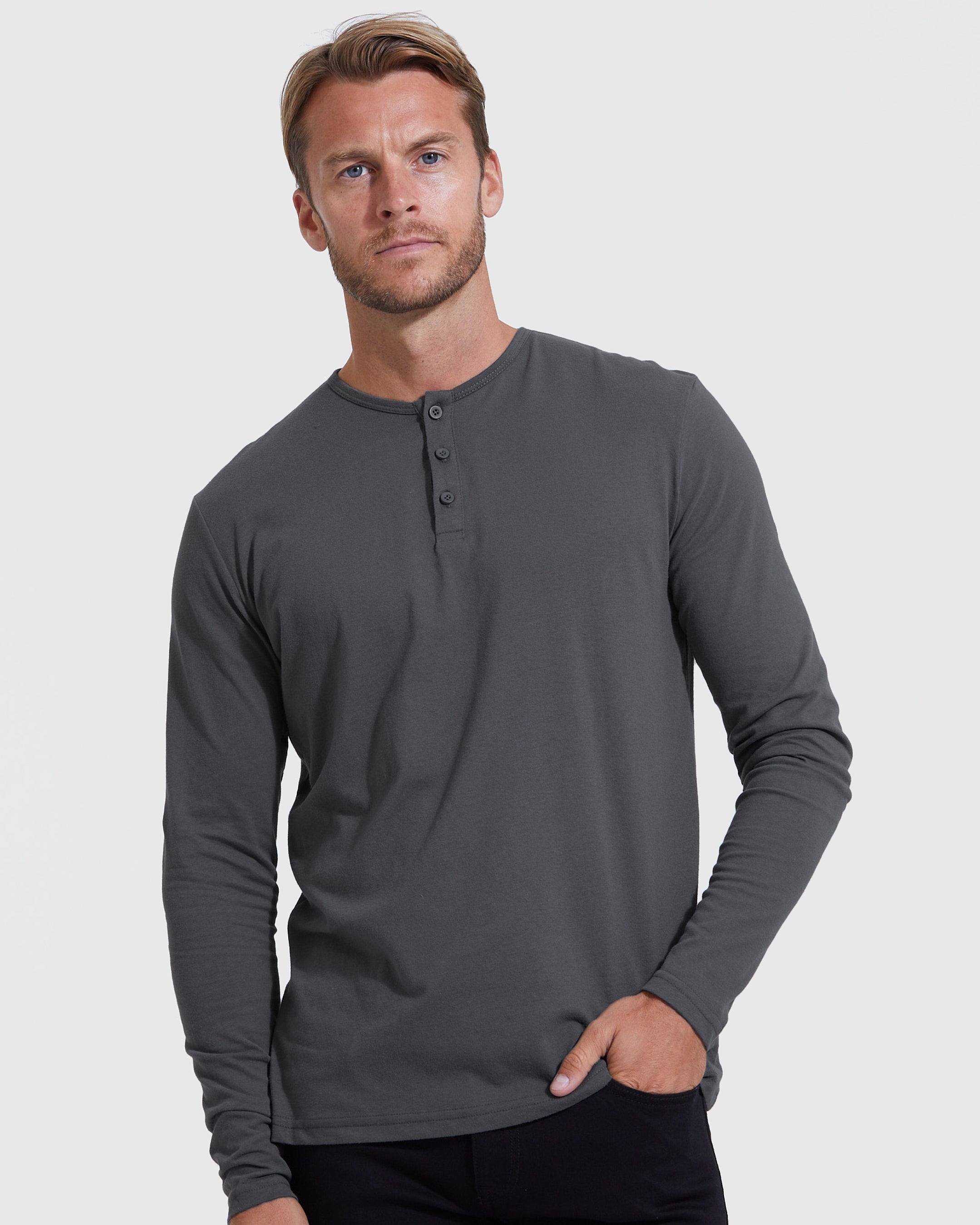 Classic Long Sleeve Henley 3-Pack-VibeCloset